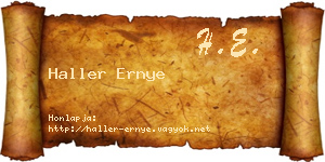 Haller Ernye névjegykártya